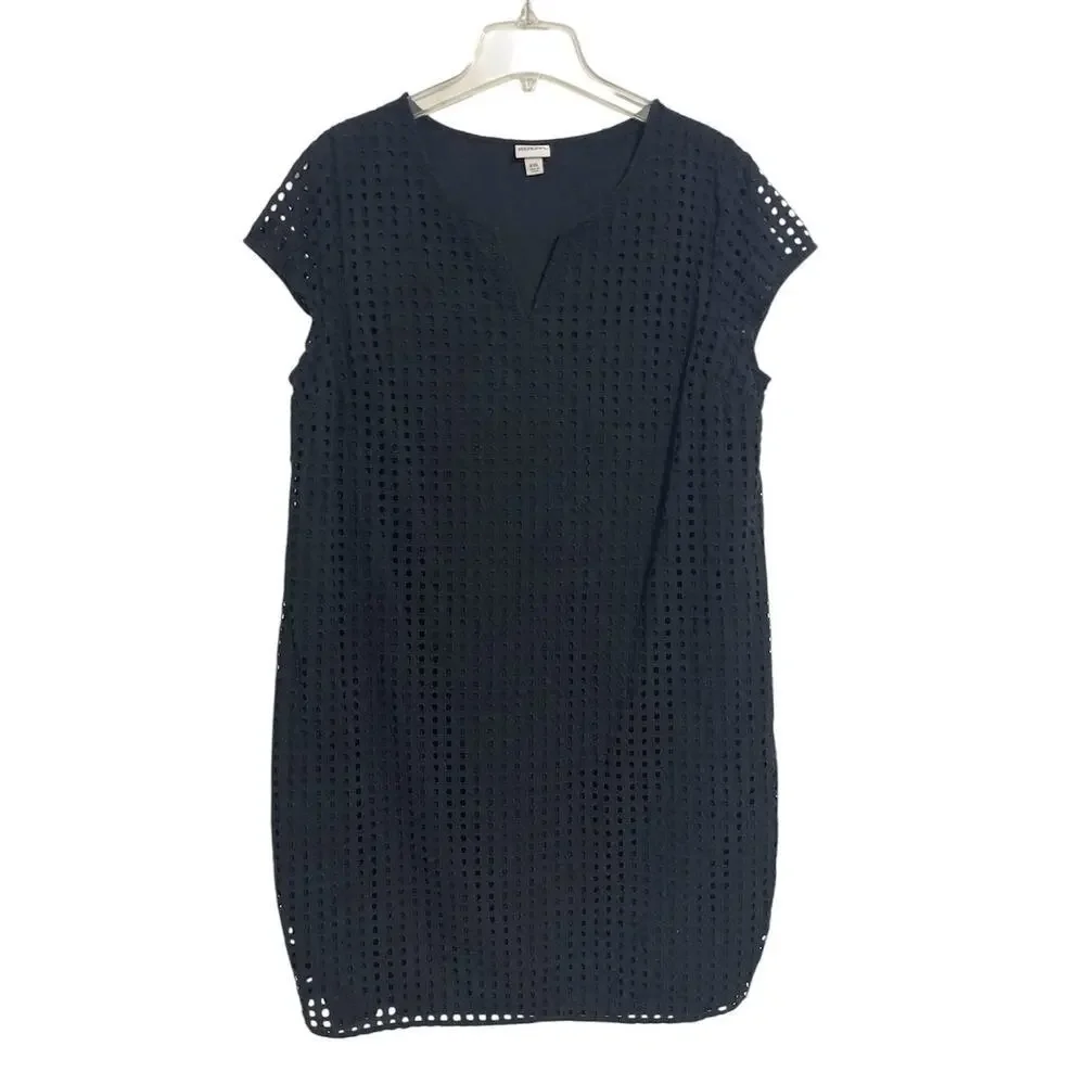 Merona Cotton Eyelet Shift Dress Plus Size XXL Black Lined Lightweight Boho - Picture 10 of 10